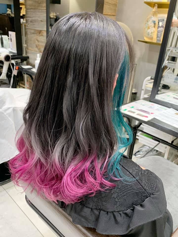 Bleach-On Color Vivid Pink × Turquoise Multi-Color Medium