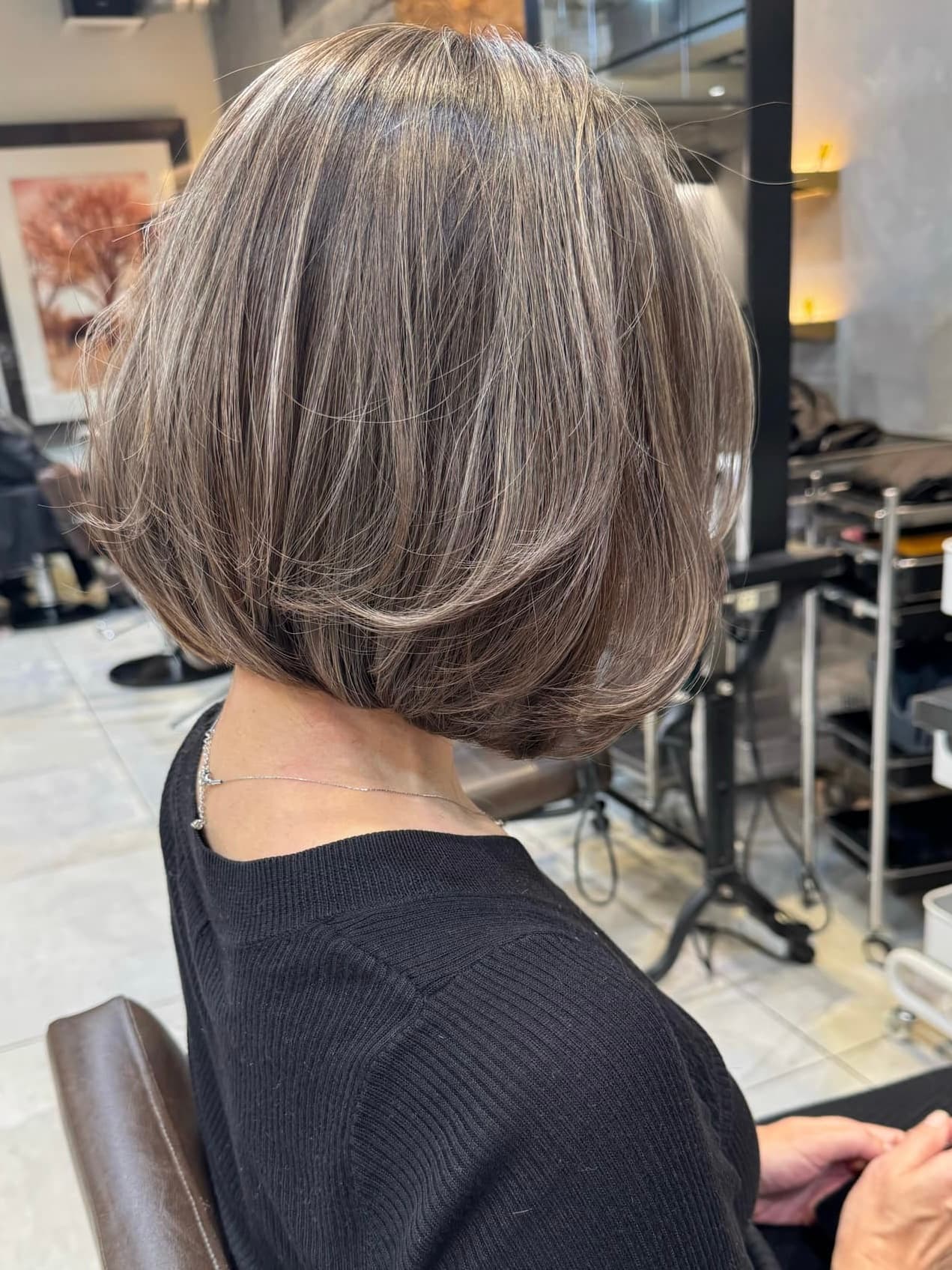 Gray Ash Highlight Short Bob