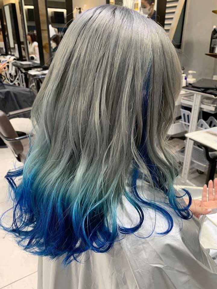 Bleach-On Color Silver Gray × Navy Blue Gradation Medium