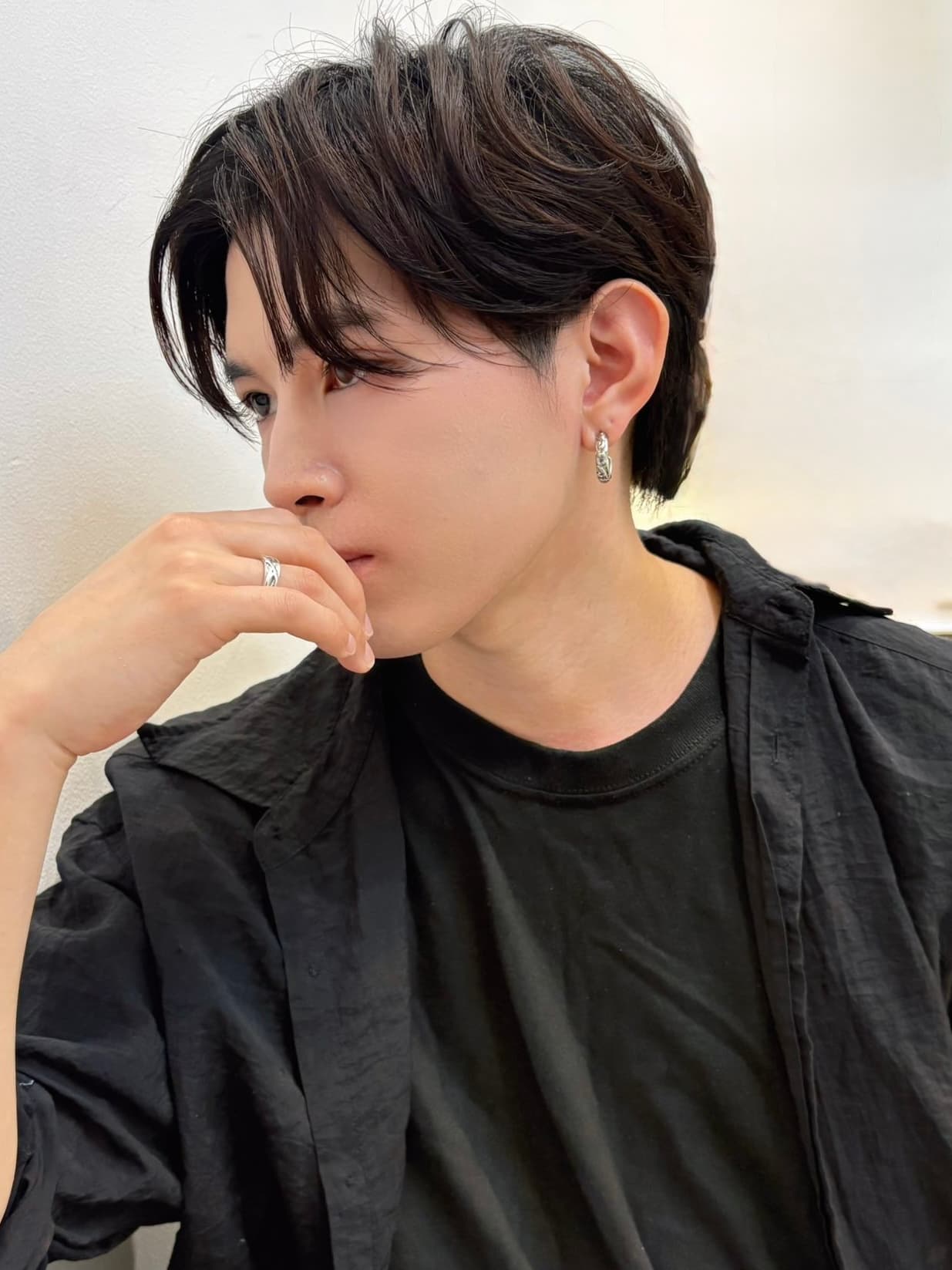 Black Hair Mushroom Side Part