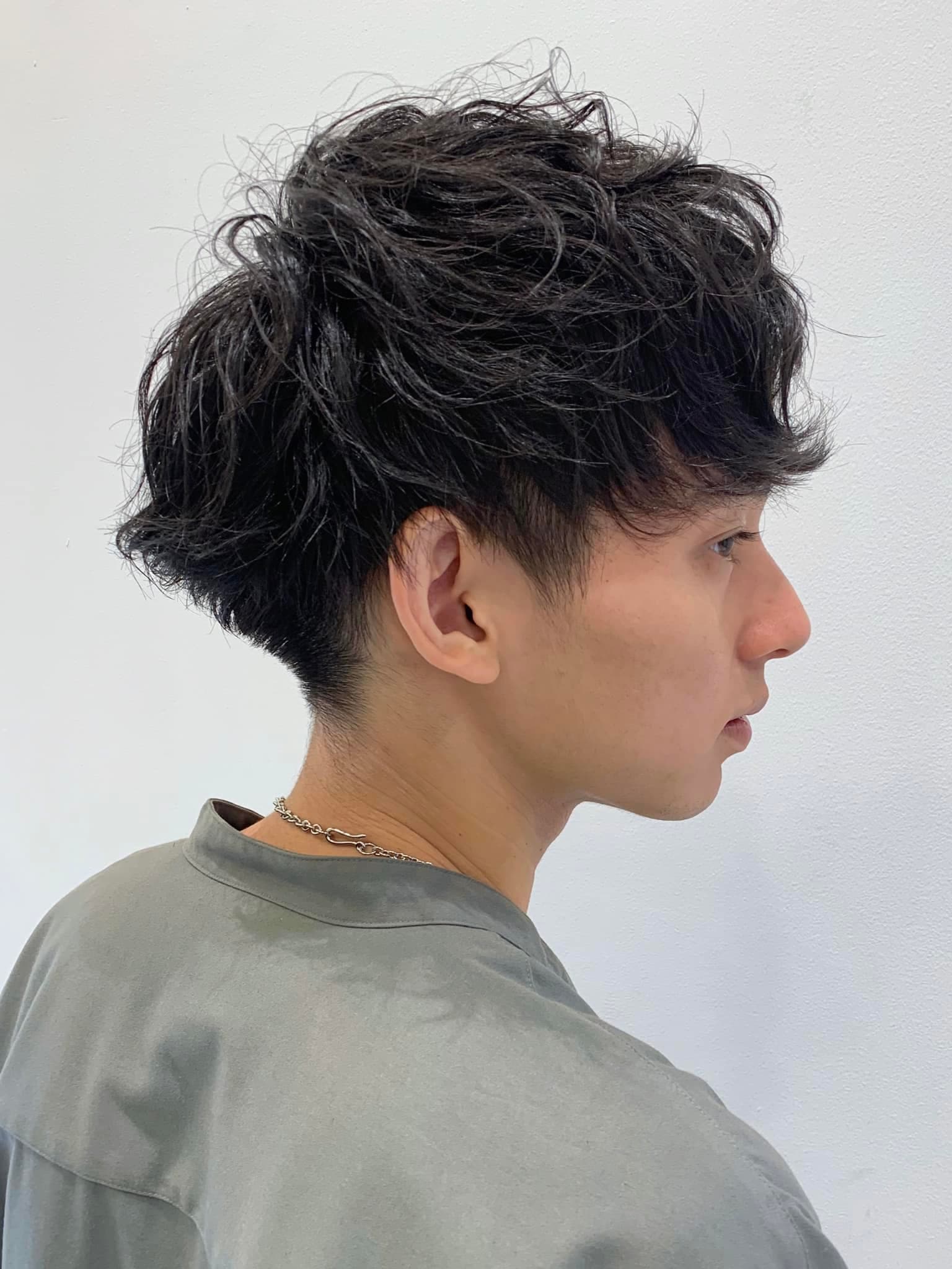 Black Hair Perm Two-Block Short