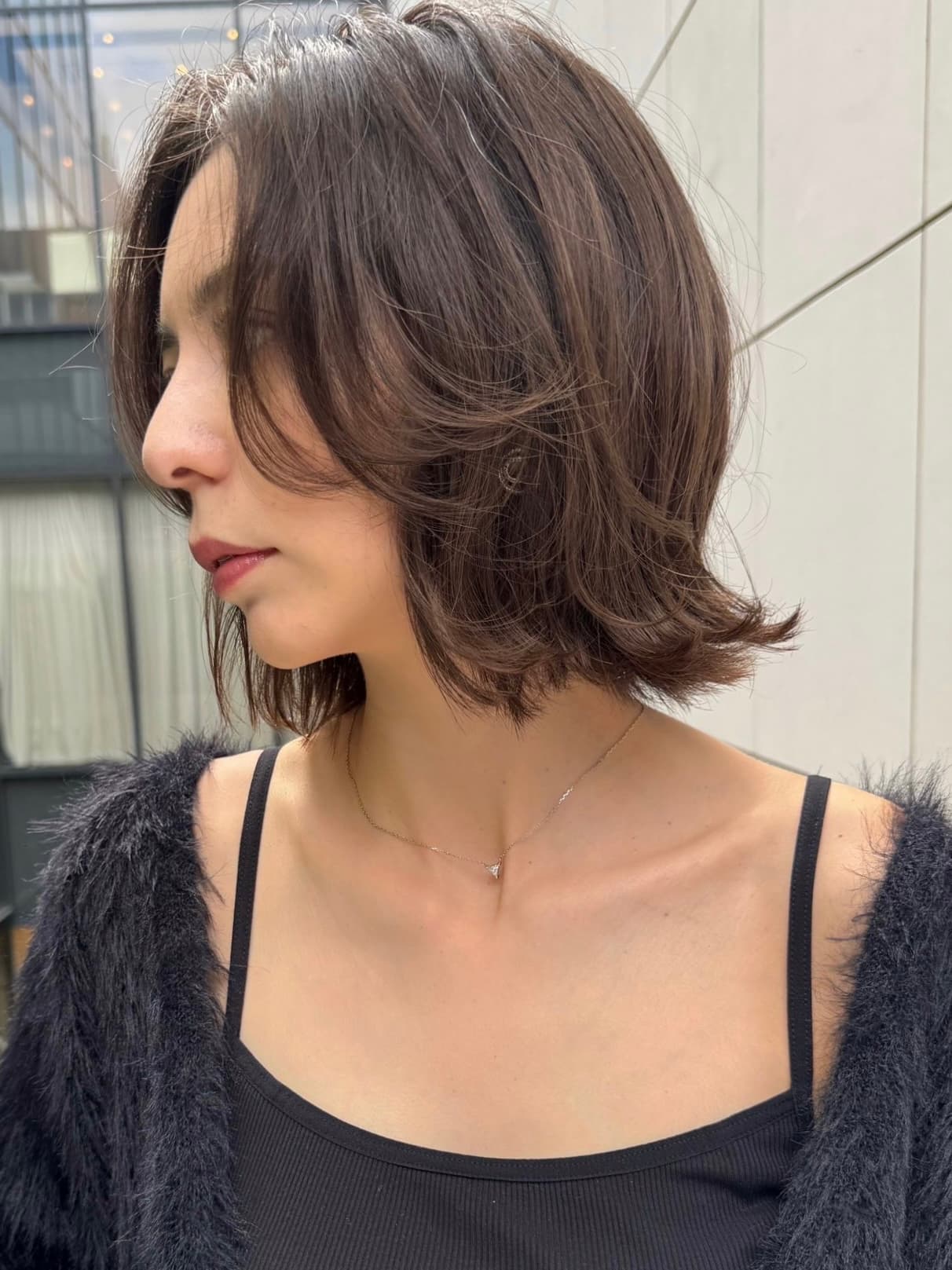 Dark Brown Side-View Wavy Bob