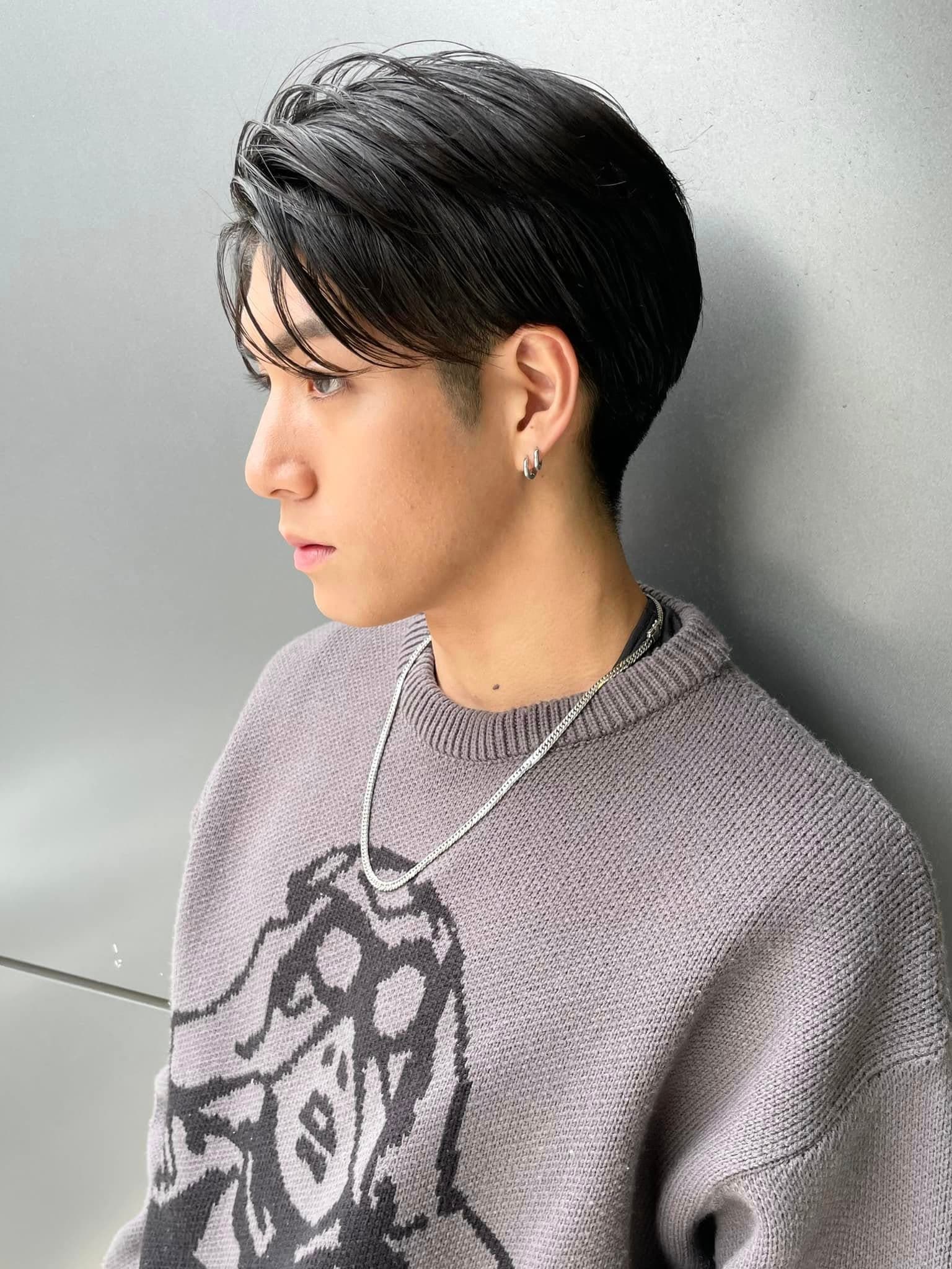 Black Hair Two-Block Side Part Short