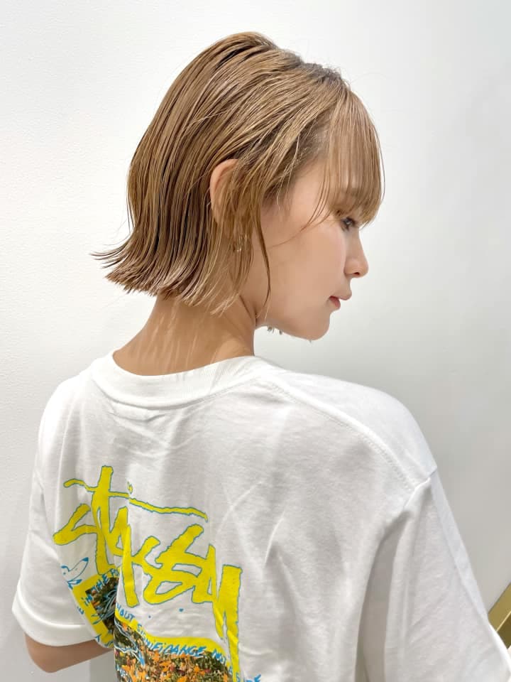 Gold Beige Solid Color Short Bob