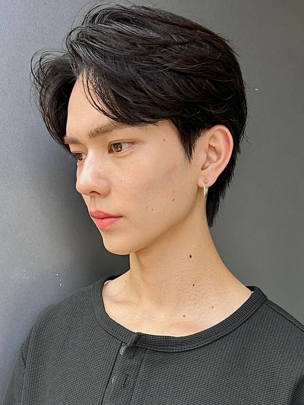 Black Hair Side Part Mushroom Short
