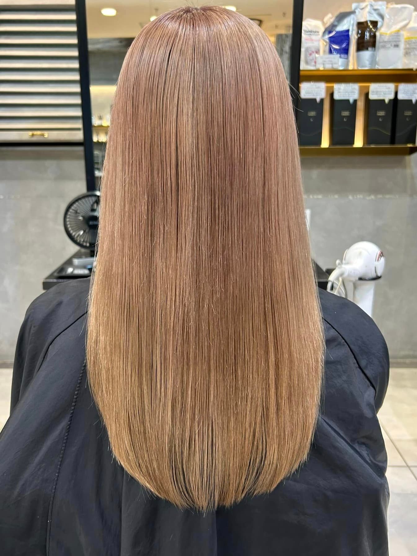 Pink Brown Solid Color Straight Long