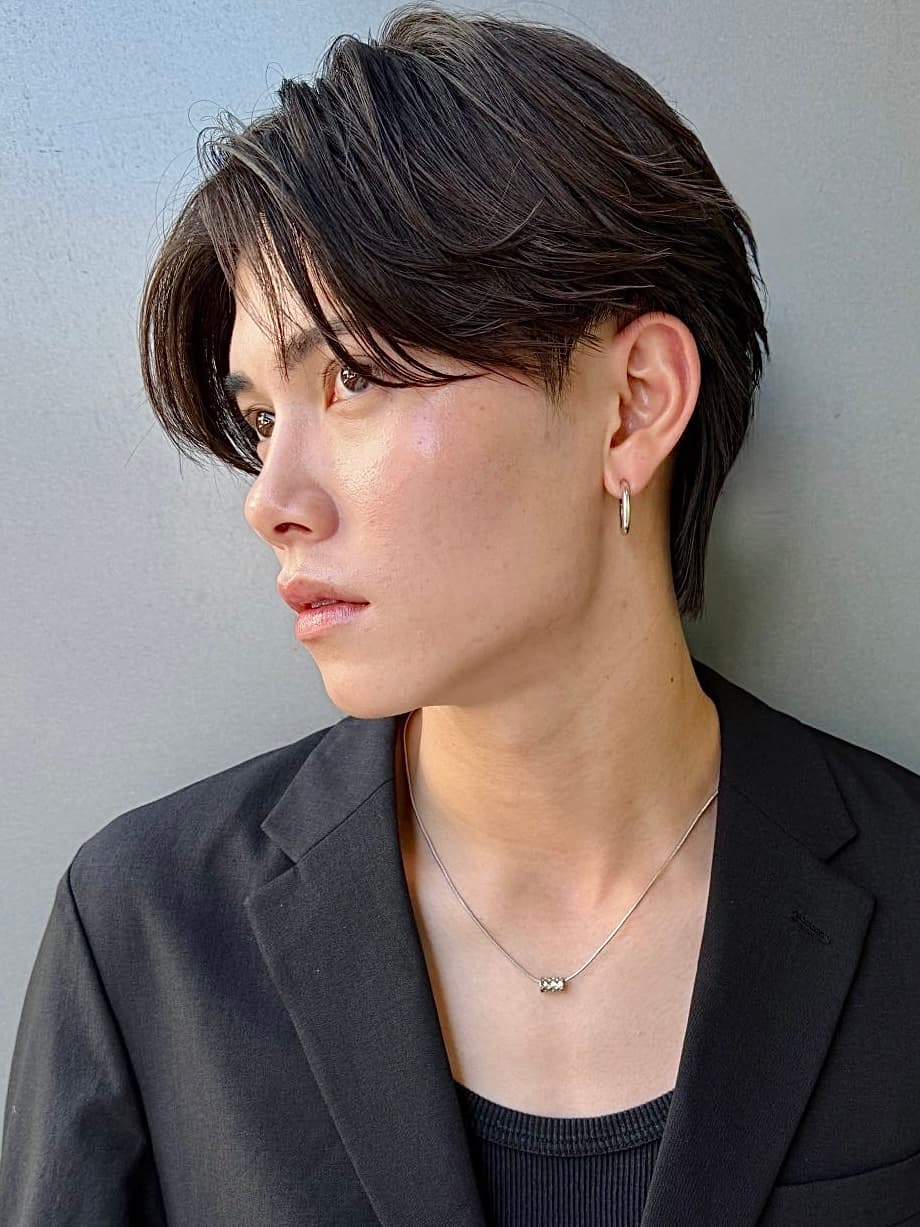 Black Hair Center Part Short