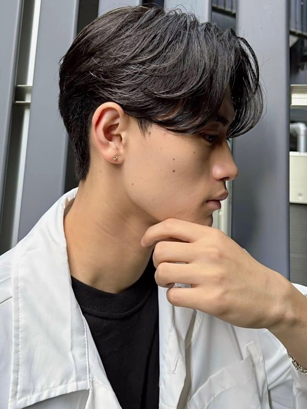 Black Hair Center Part Medium