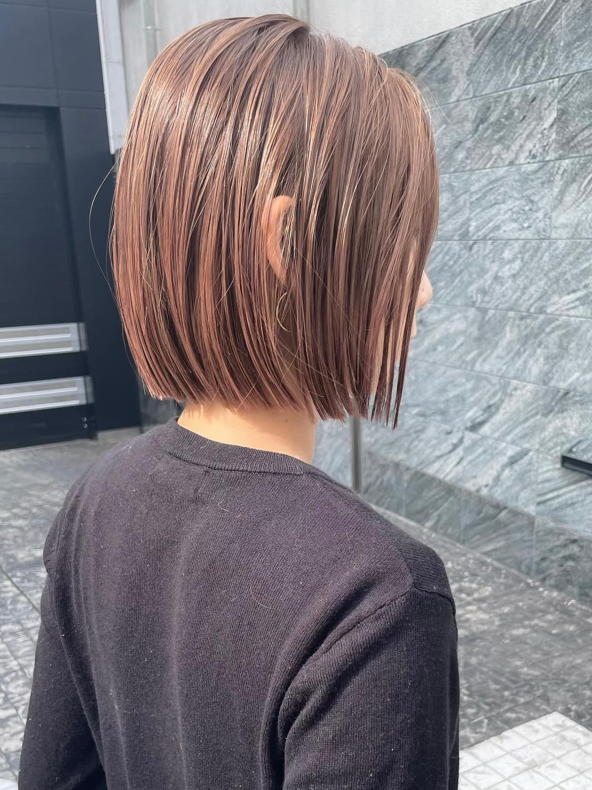 Pink Brown Solid Color Short Bob