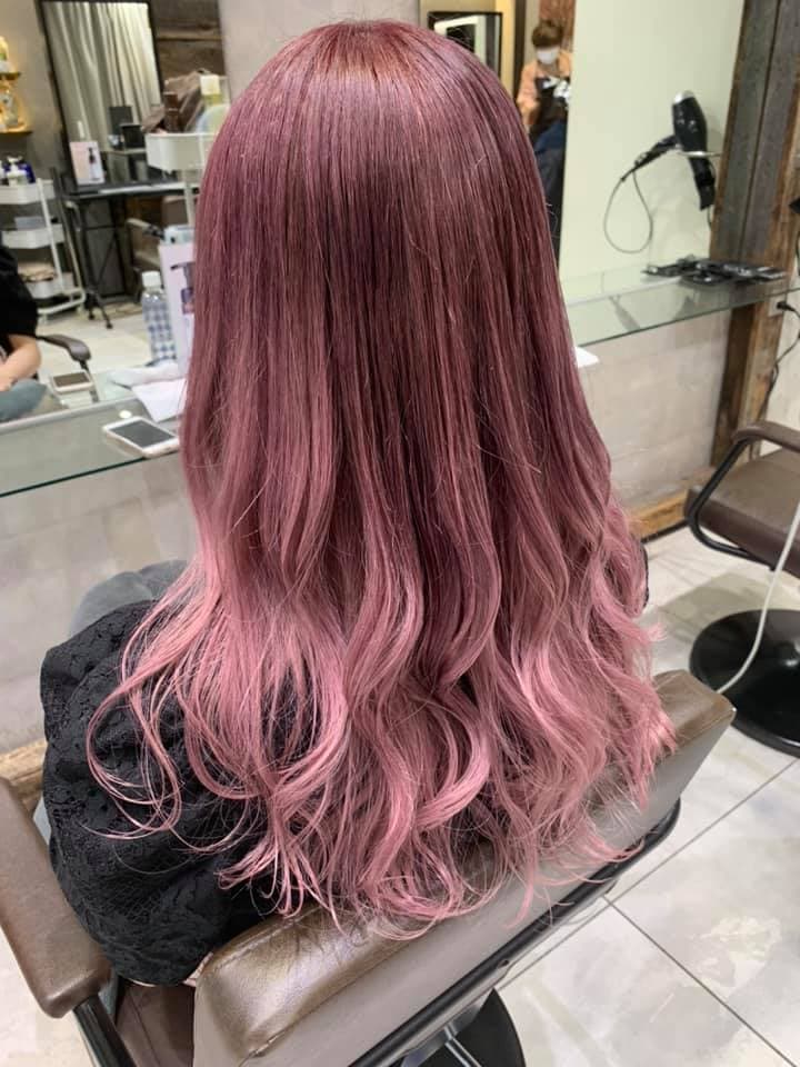 Bleach-On Color Pink Purple Gradation Long