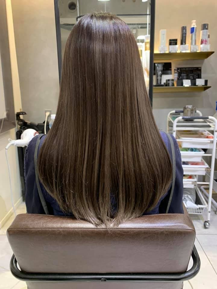 Ash Greige Solid Color Straight Long