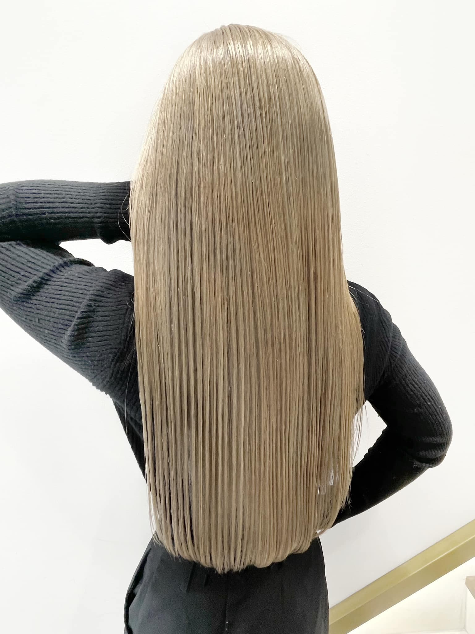 White Beige Straight Long
