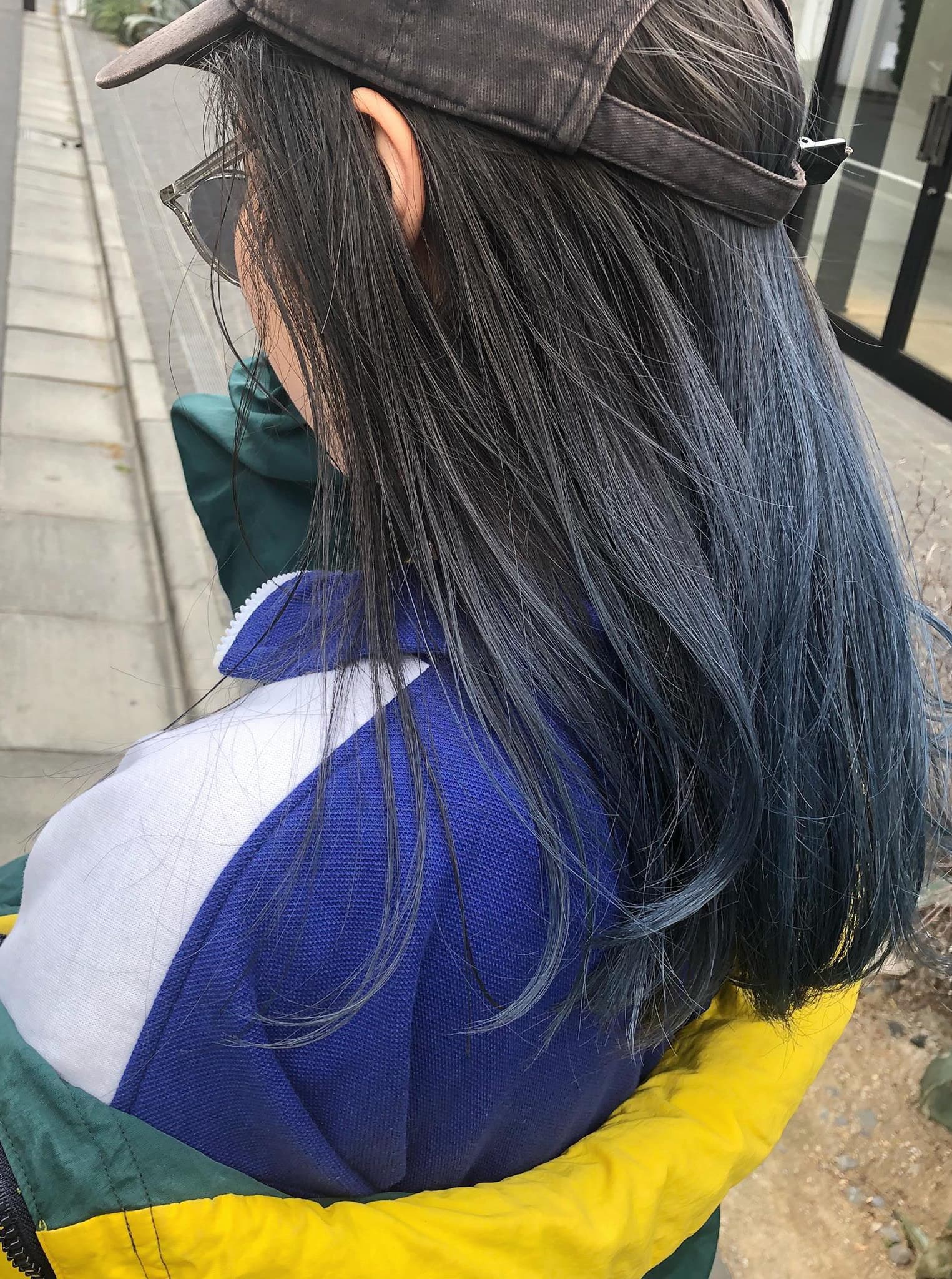 Navy Blue Bleach-On Color Long