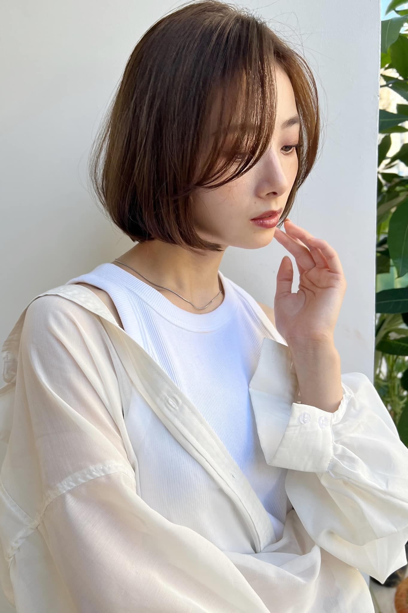 Dark Brown Side-View Natural Bob