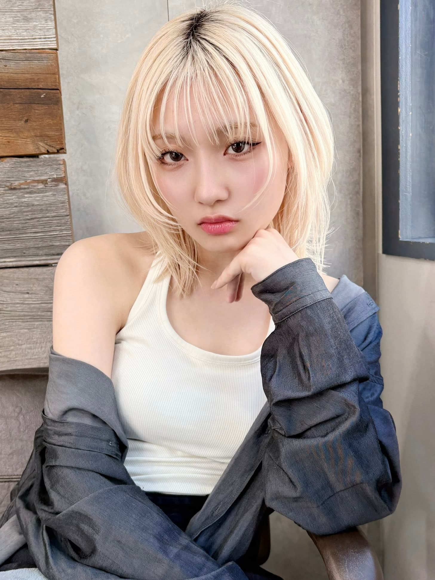 Platinum Blonde Wolf Bob