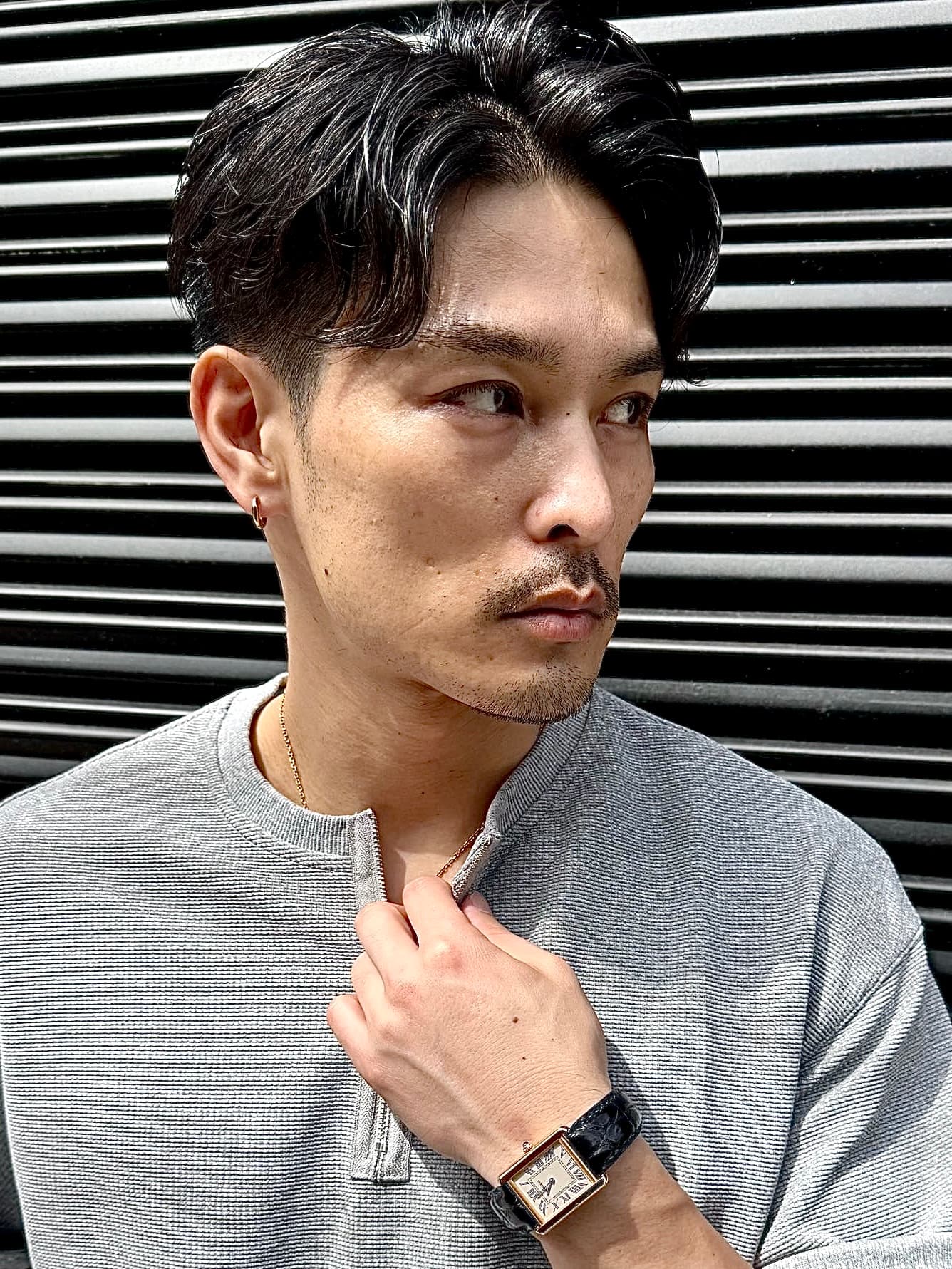 Black Hair Pompadour Two-Block