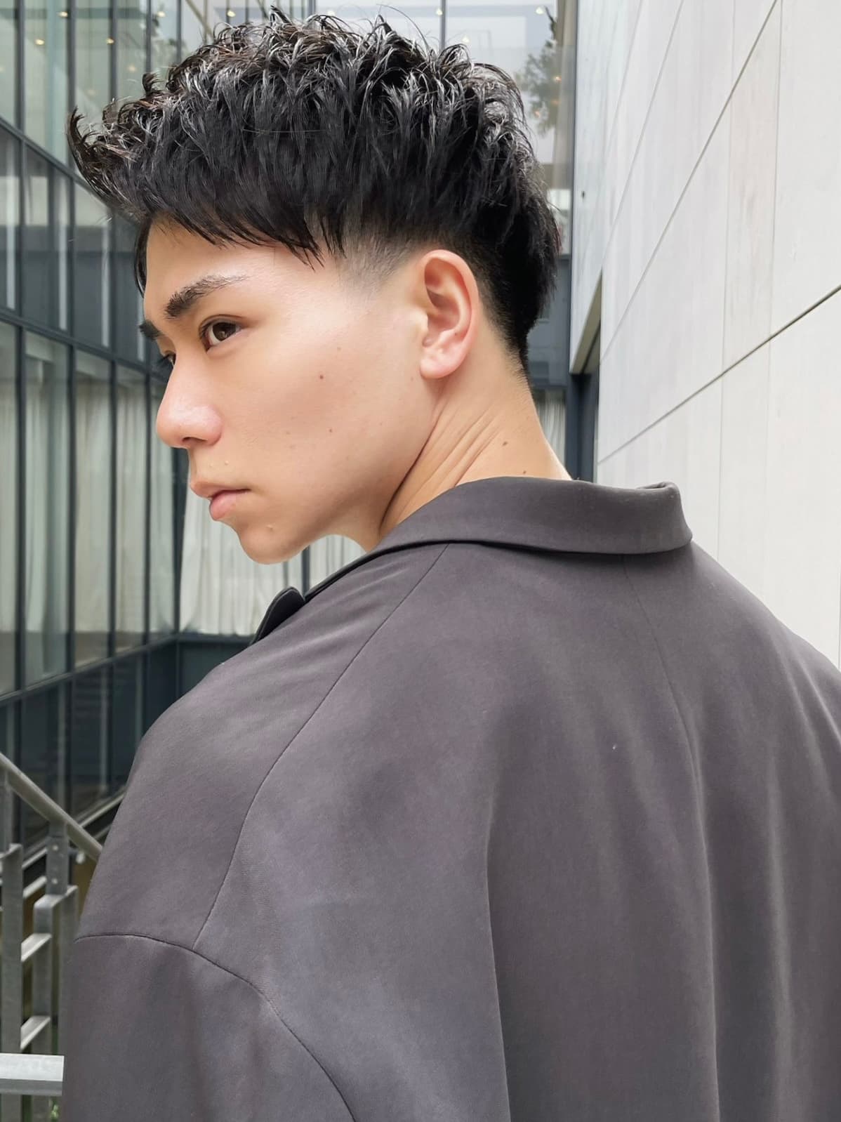 Black Hair Two-Block Perm Short