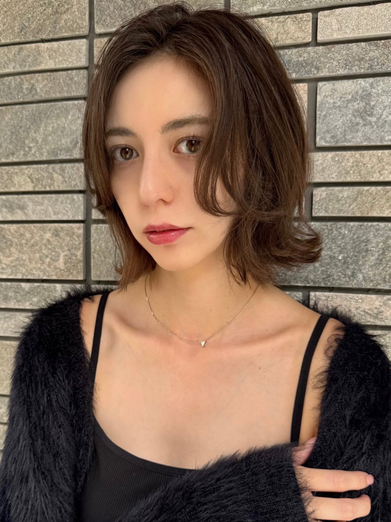 Dark Brown Wavy Bob