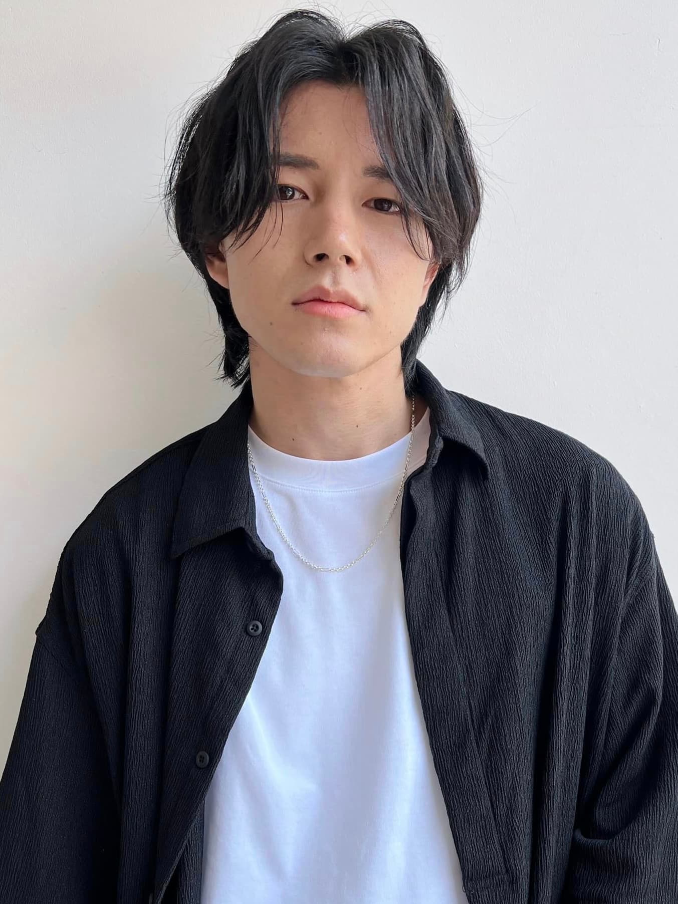Black Hair Wolf Cut Medium