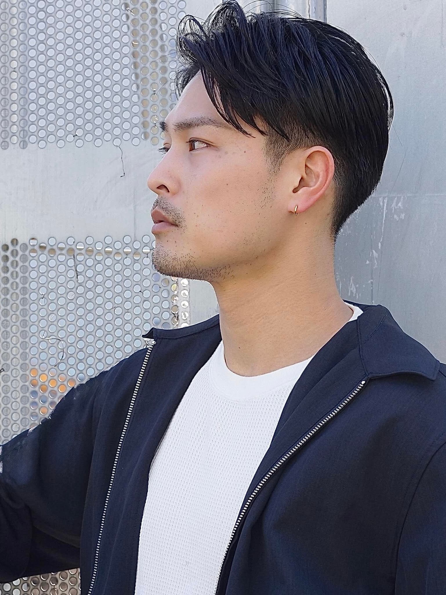 Black Hair Two-Block Side Part Short