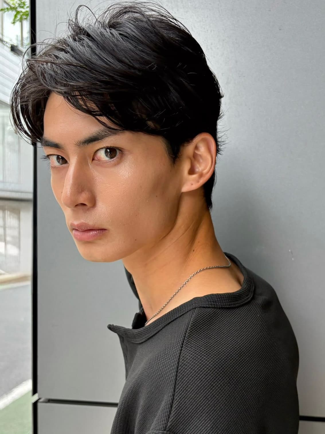 Black Hair Side Part Short