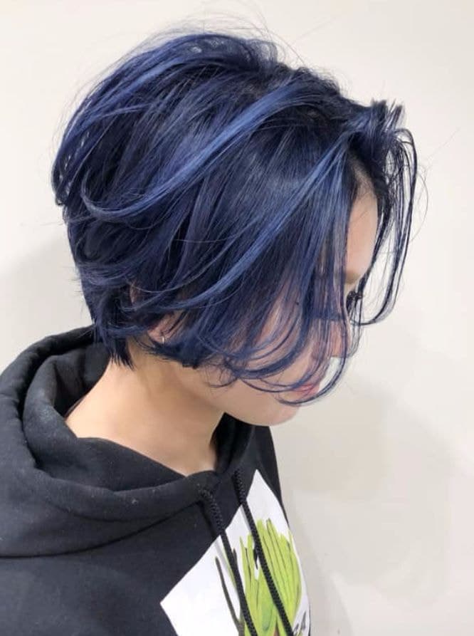 Navy Blue Bleach-On Color Short