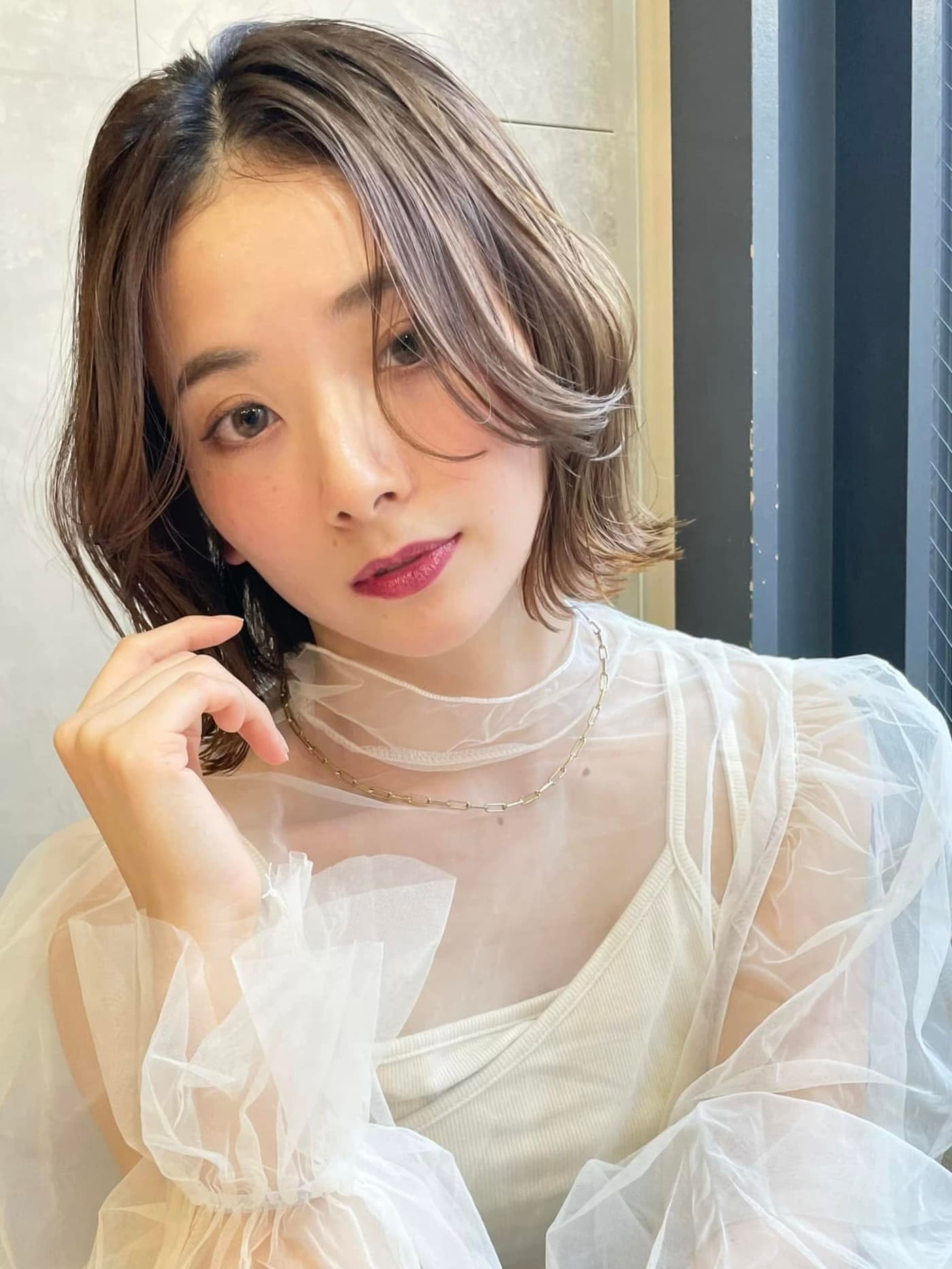 Gray Brown Wavy Bob