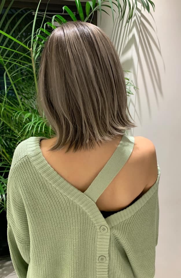 Gray Ash Solid Color Straight Long