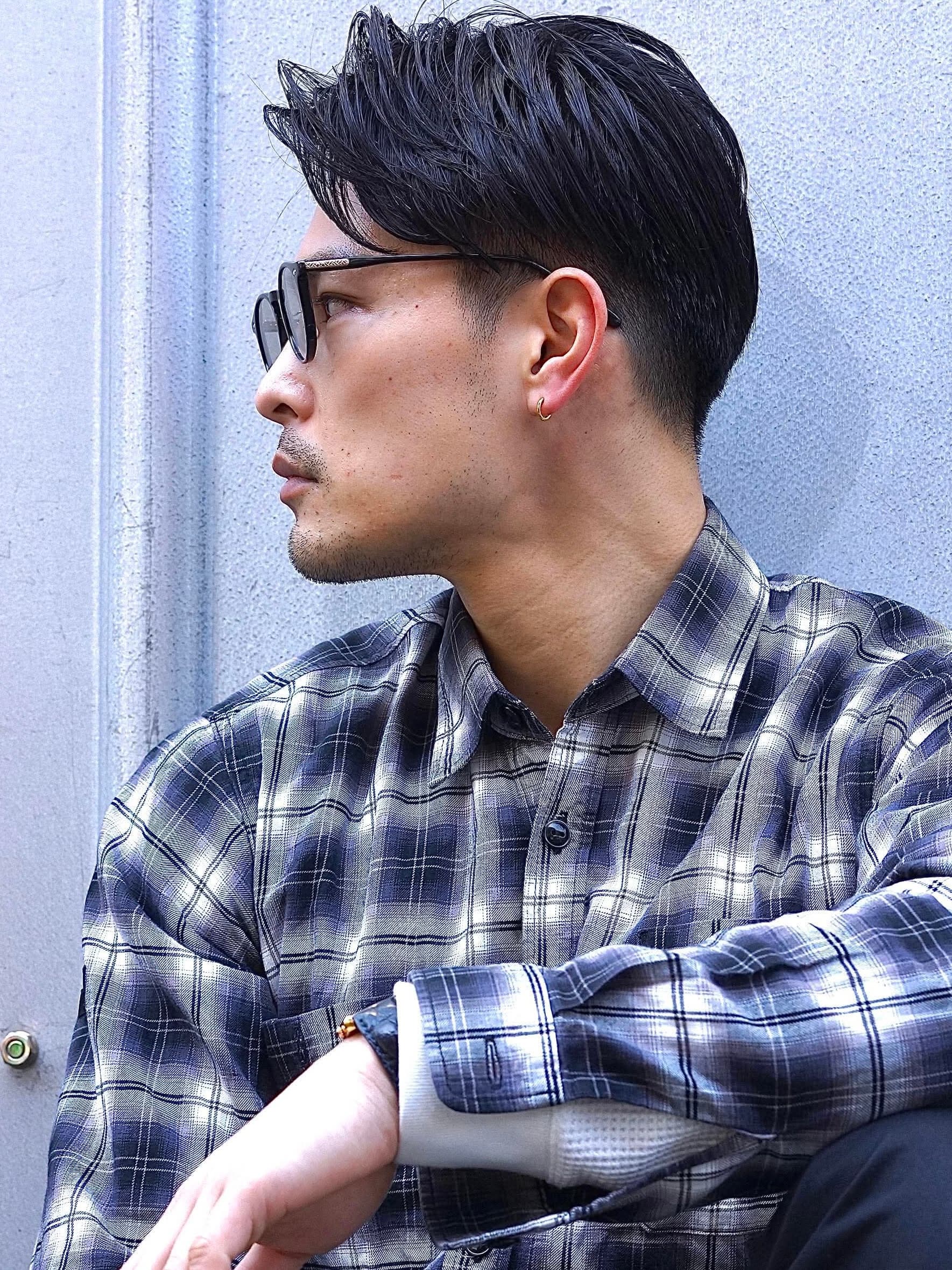 Black Hair Two-Block Center Part Short
