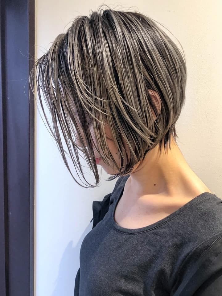 Dark Brown Highlight Short Hair