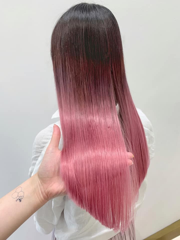 Dark Brown × Pink Gradation Long