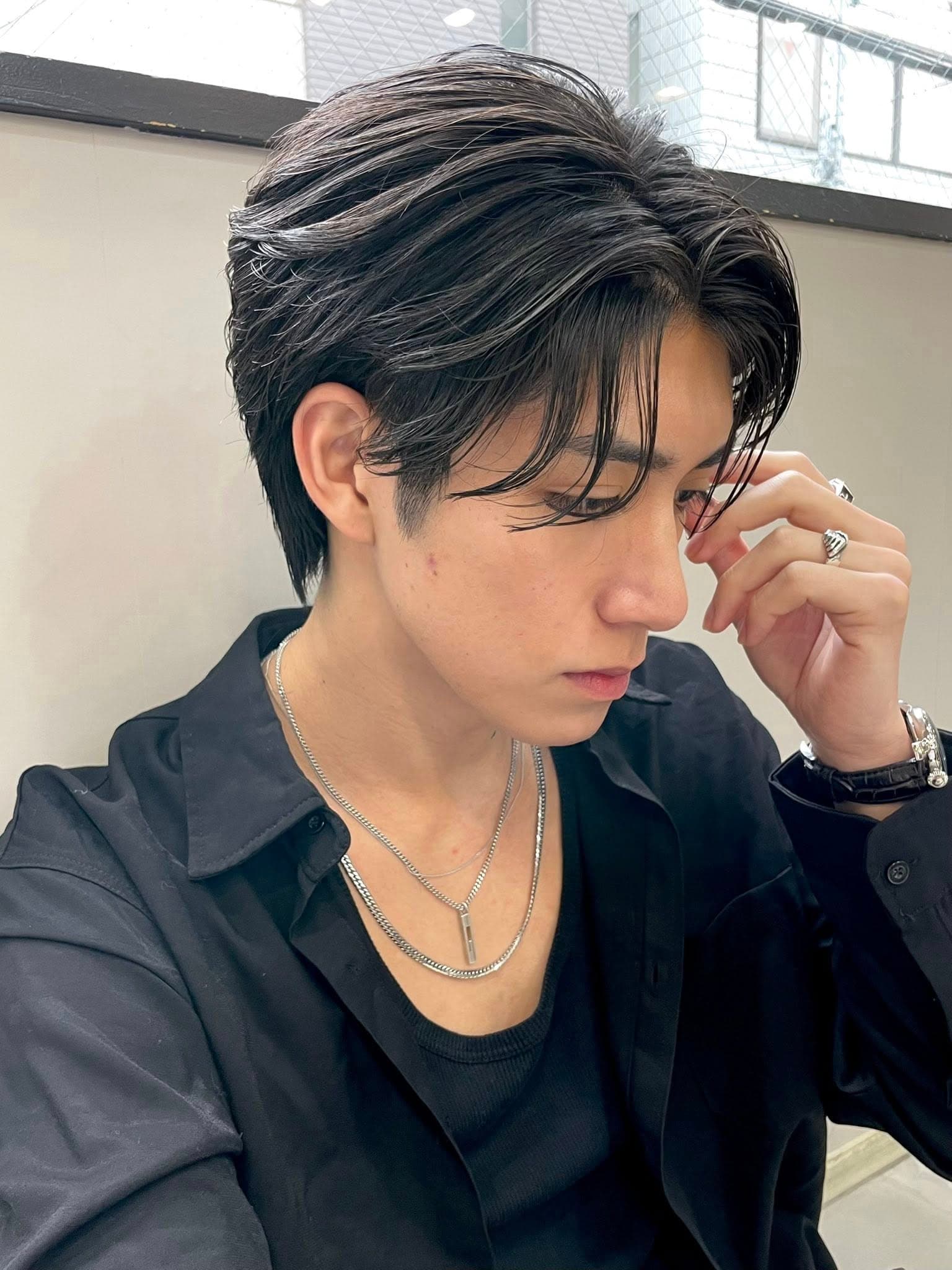 Black Hair Center Part Short