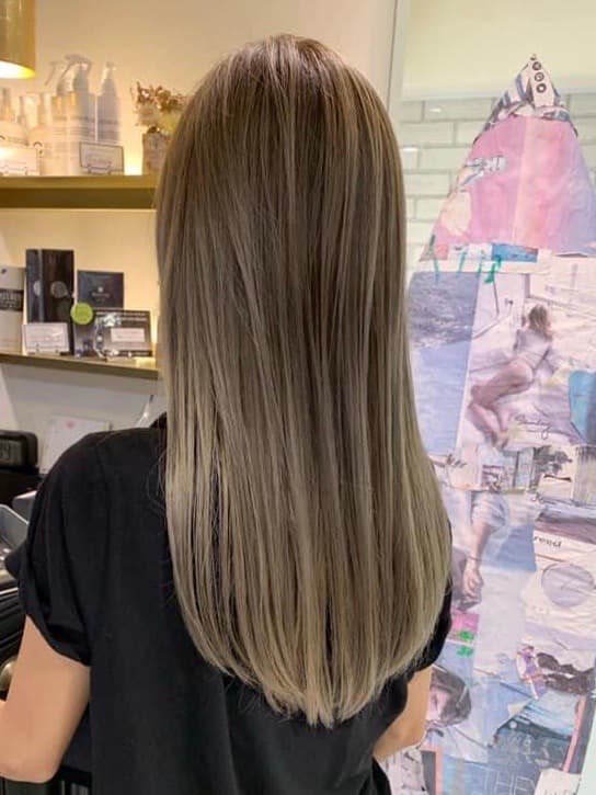 Dark Brown Ash Gray Layered Long