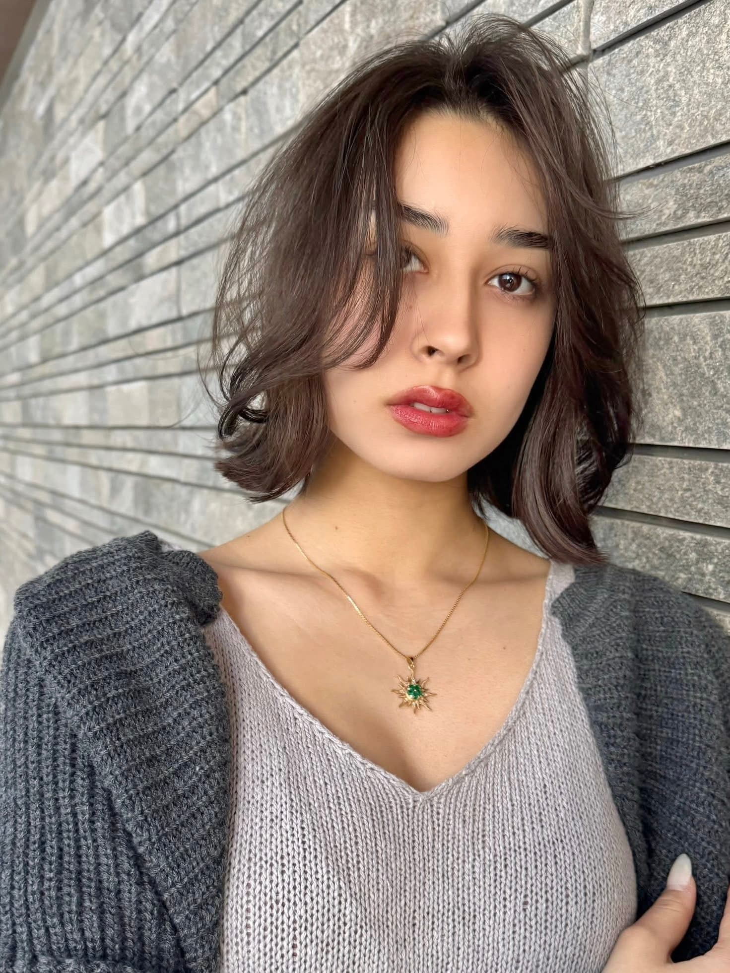 Gray Brown Wavy Bob