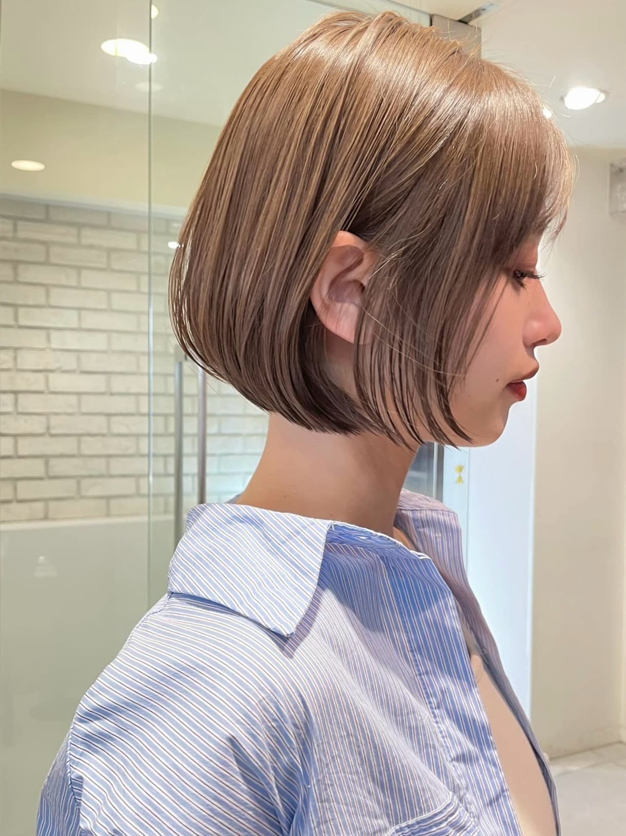 Pink Beige Side-View Compact Bob