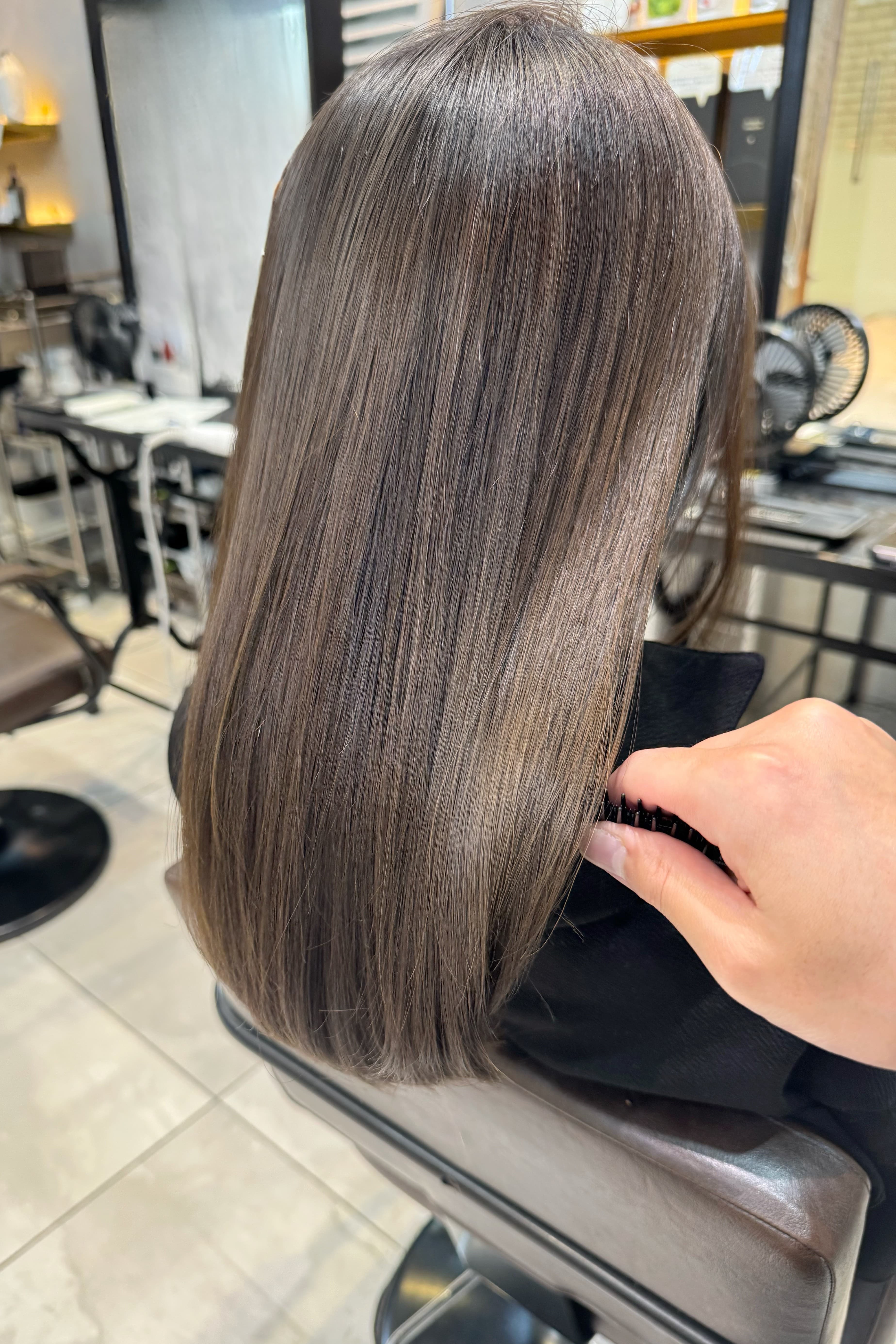 Solid Color Ash Greige Straight Long