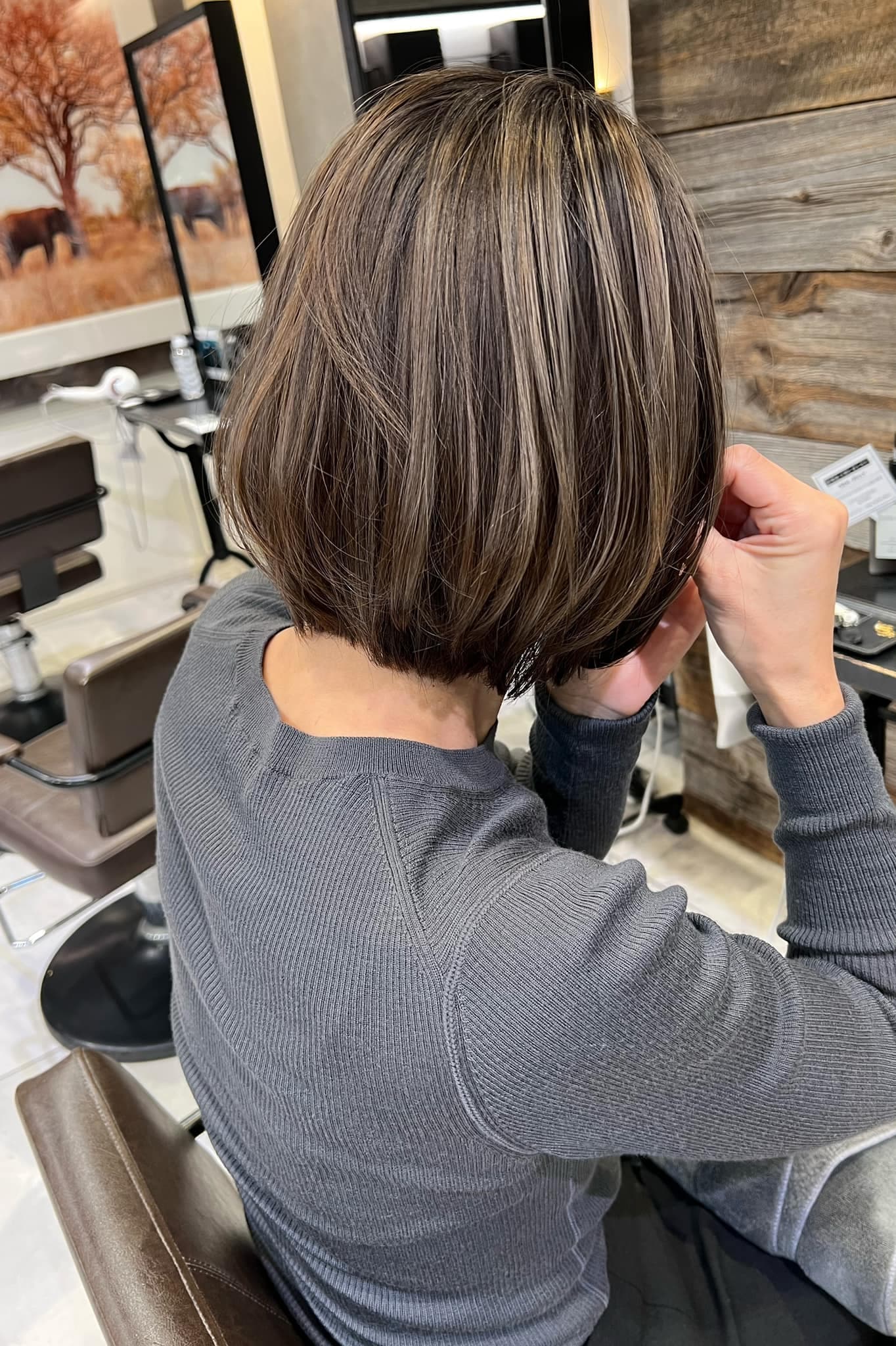 Highlight Ash Brown Short Bob