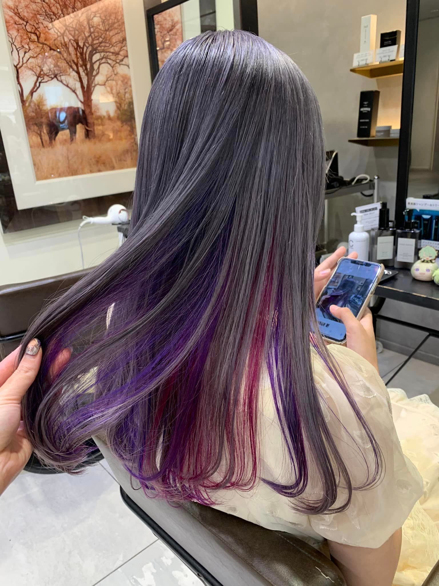 Gray Purple Violet Pink Inner Color Long
